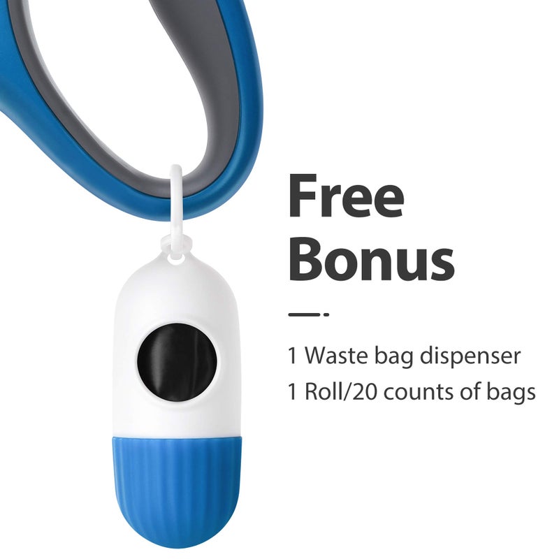 Fida Retractable Dog Leash with Dispenser and Poop Bags, 16 ft Pet Walking Leash for Small Dog or Cat up to 26 lbs, Anti-Slip Handle, Tangle Free, Reflective Nylon Tape (S, Blue) - Image 2